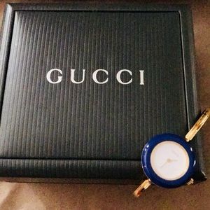 Gucci Bangle Watch w/ 12 Interchangeable Top Rings